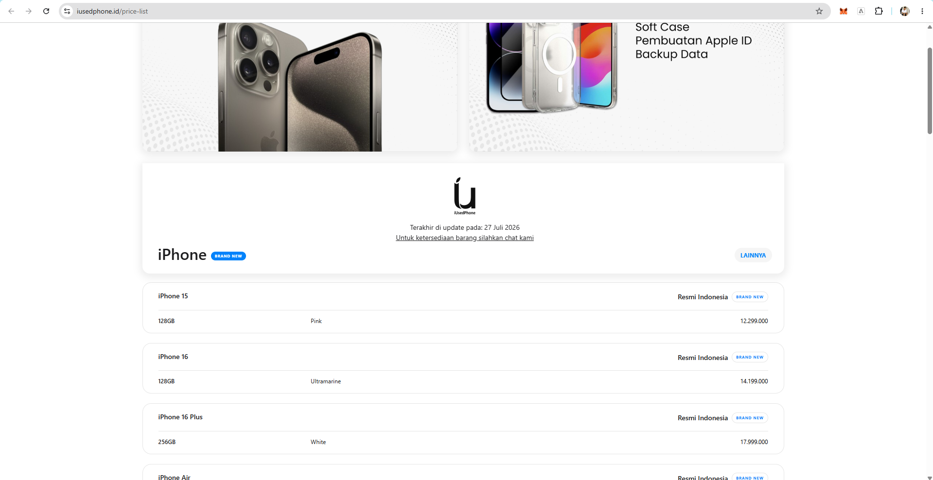 iUsedPhone — toko gadget bekas berkualitas